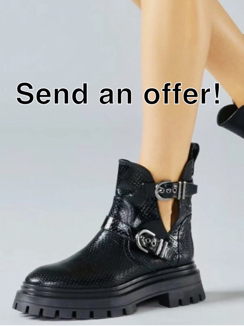 New! Stuart Weitzman Buckled Lug Boots (Maverick Bedford Moto Boots)